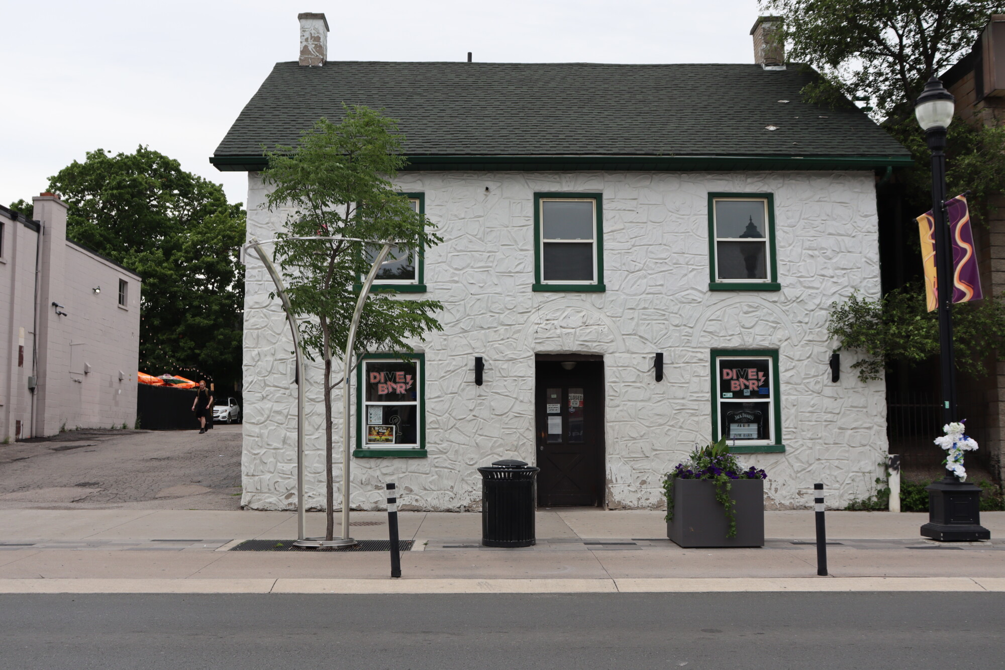 Photo of the front door of the building that formally hosted Dive Bar, in Uptown Waterloo.