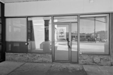 Photograph of the front door of the Shore Centre location, at 50 Westmount Road North, where the new gender affirming care clinic has opened in Kitchener, Waterloo.