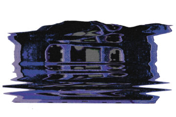 A distorted, distressed photo of a cassette tape that is warped as if affected by "scan lines". The details of the cassette are still vaguely visible but the photo has been styled to look overprinted and appears warm, grainy bluish-purple.