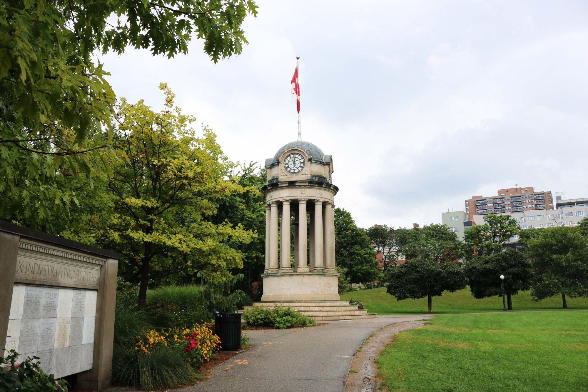 Photo of the clocktower in Willow River Park, Kitchener.