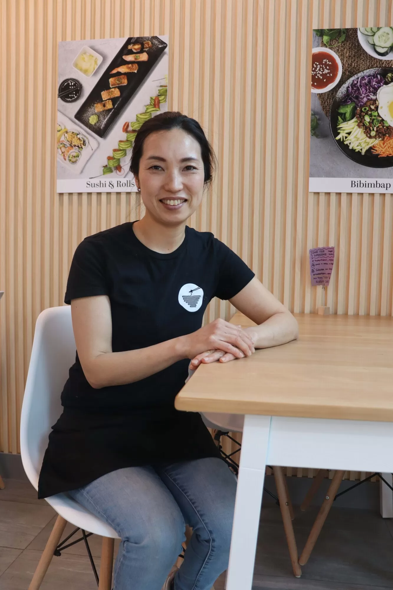 Photo taken inside Taste of Seoul, a Korean restaurant in Kitchener, of owner Jin Hwa Chye.